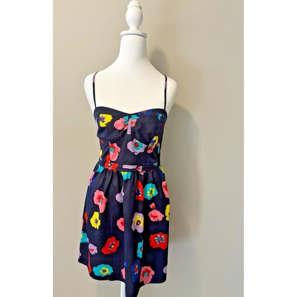 American‎ Eagle Outfitters Navy Floral Corset Sundress Size 6 - Picture 1 of 5
